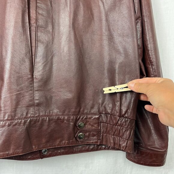 Vintage Fantastic International Leather Cargo Bomber Jacket Men L Aviator Cognac - Picture 13 of 16